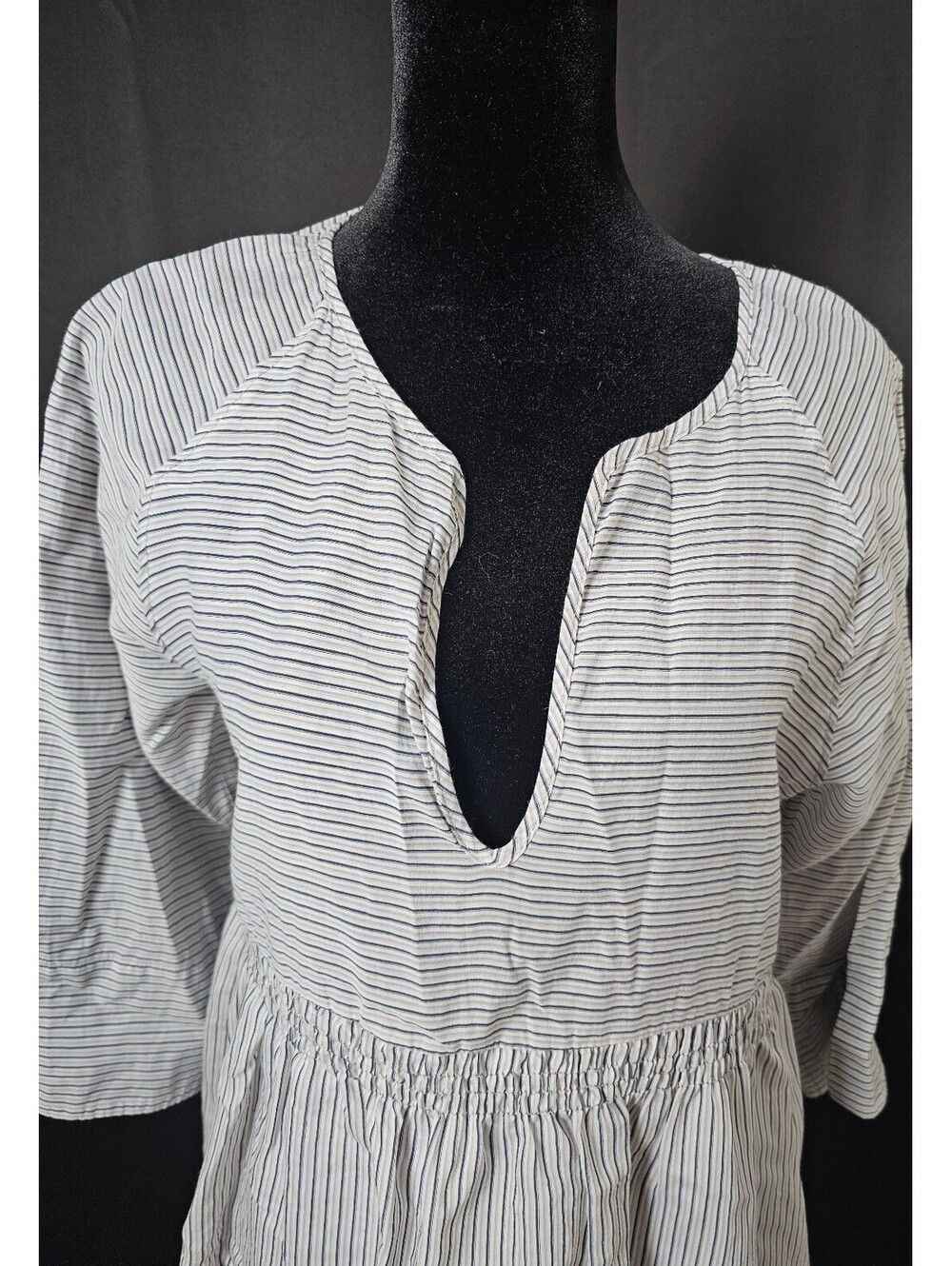 James Perse Dress Gray & White Women S Los Angeles Striped